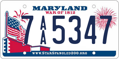 MD license plate 7AA5347