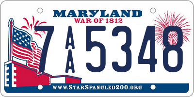 MD license plate 7AA5348