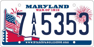 MD license plate 7AA5353