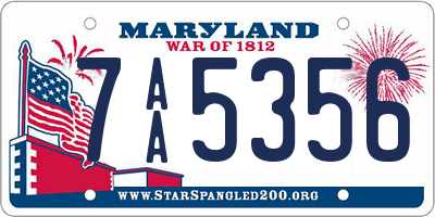 MD license plate 7AA5356