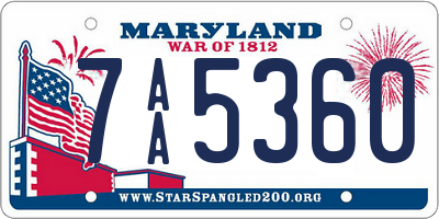 MD license plate 7AA5360