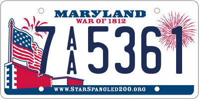 MD license plate 7AA5361