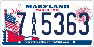 MD license plate 7AA5363