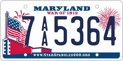 MD license plate 7AA5364