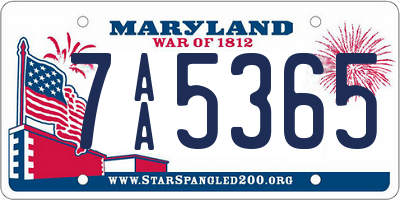 MD license plate 7AA5365