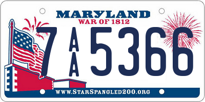 MD license plate 7AA5366