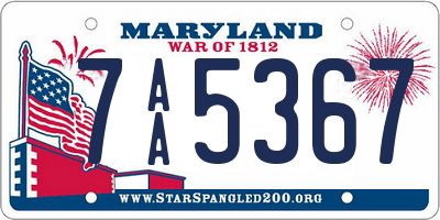 MD license plate 7AA5367