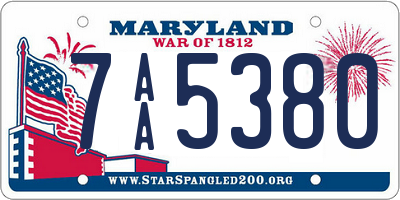 MD license plate 7AA5380