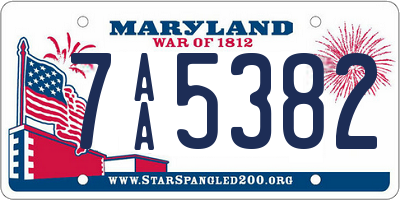 MD license plate 7AA5382