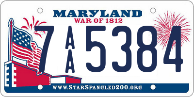 MD license plate 7AA5384