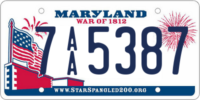 MD license plate 7AA5387