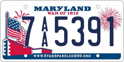 MD license plate 7AA5391