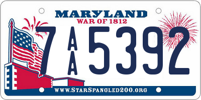 MD license plate 7AA5392