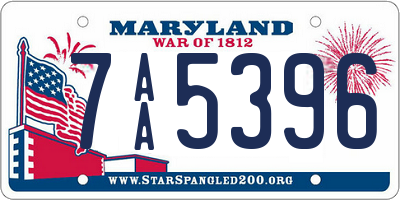 MD license plate 7AA5396