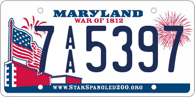 MD license plate 7AA5397