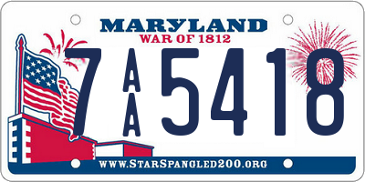 MD license plate 7AA5418