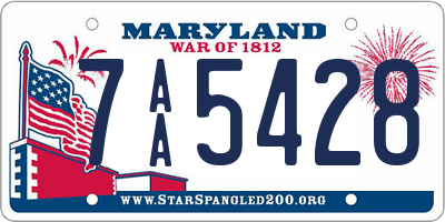 MD license plate 7AA5428