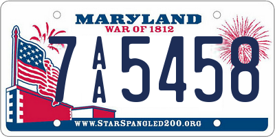 MD license plate 7AA5458