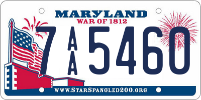 MD license plate 7AA5460