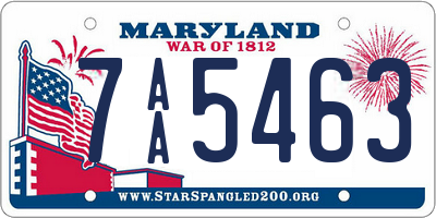 MD license plate 7AA5463