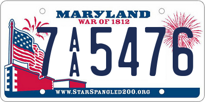 MD license plate 7AA5476