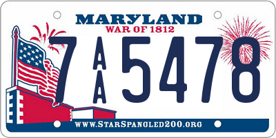 MD license plate 7AA5478