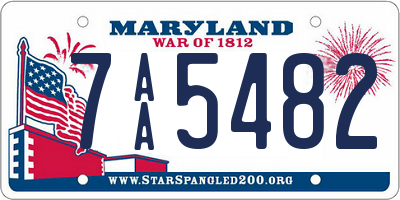 MD license plate 7AA5482