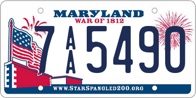 MD license plate 7AA5490