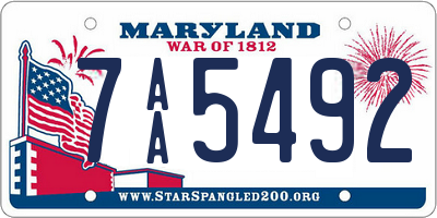 MD license plate 7AA5492