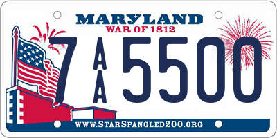 MD license plate 7AA5500