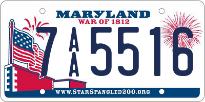 MD license plate 7AA5516