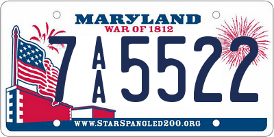 MD license plate 7AA5522