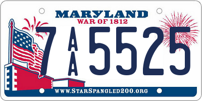 MD license plate 7AA5525