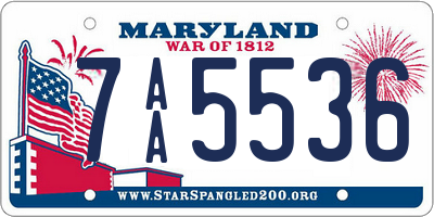 MD license plate 7AA5536