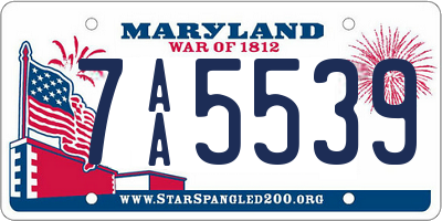 MD license plate 7AA5539