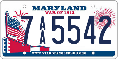 MD license plate 7AA5542