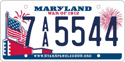 MD license plate 7AA5544