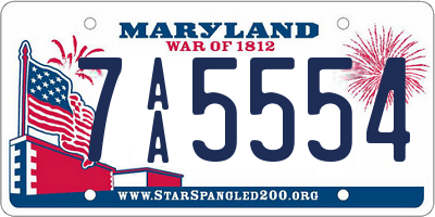 MD license plate 7AA5554