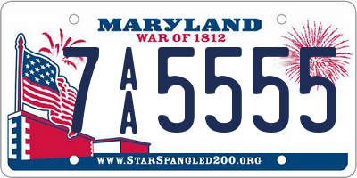 MD license plate 7AA5555