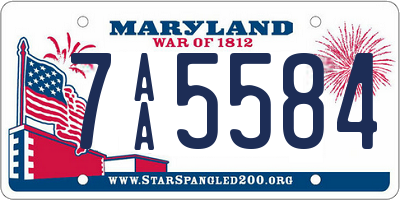 MD license plate 7AA5584