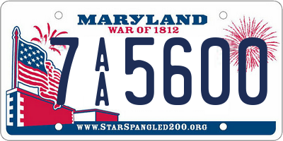 MD license plate 7AA5600