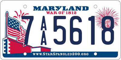 MD license plate 7AA5618