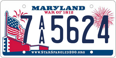 MD license plate 7AA5624