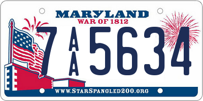 MD license plate 7AA5634