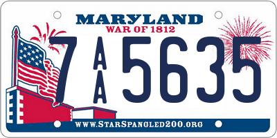 MD license plate 7AA5635