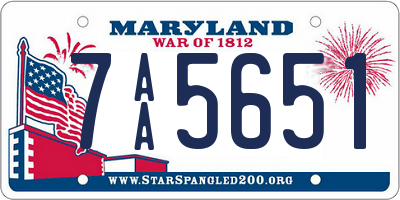 MD license plate 7AA5651