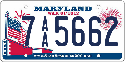 MD license plate 7AA5662