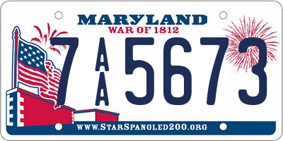 MD license plate 7AA5673