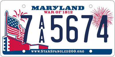 MD license plate 7AA5674