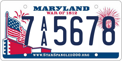 MD license plate 7AA5678